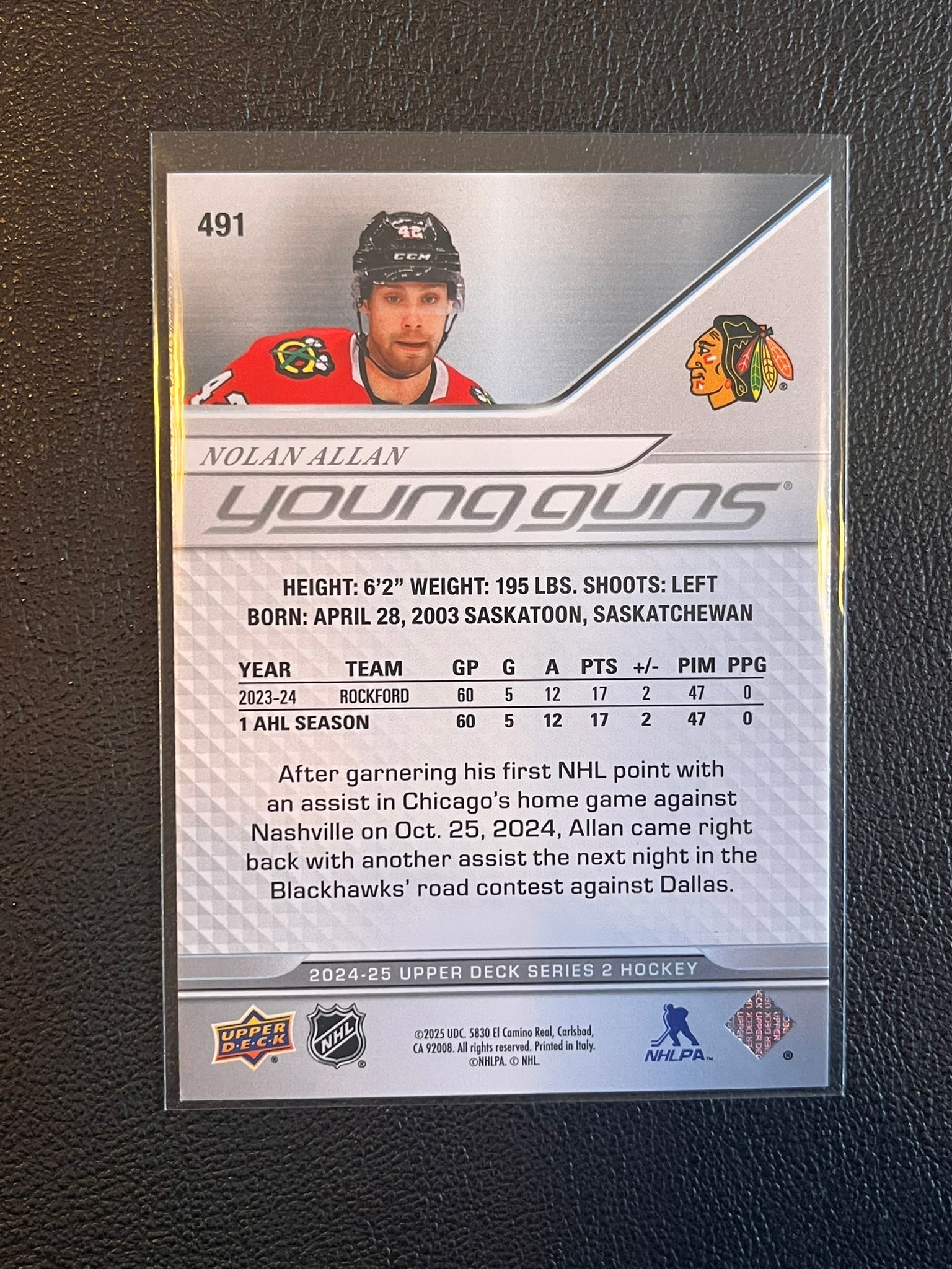 2024 - 2025 Upper Deck Series 2 - #491 Nolan Allan Young Guns