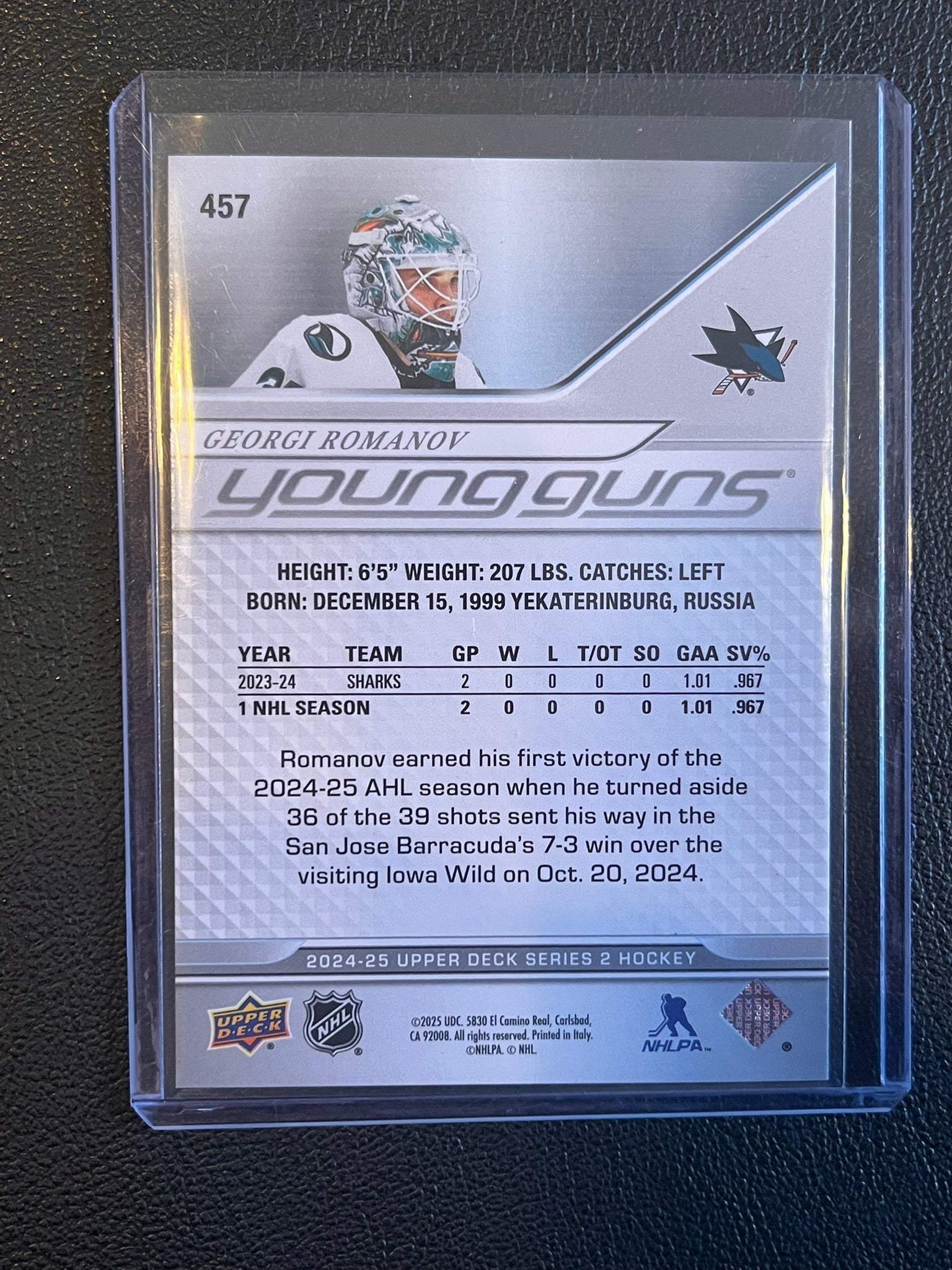 2024 - 2025 Upper Deck Series 2 - #457 Georgi Romanov Young Guns