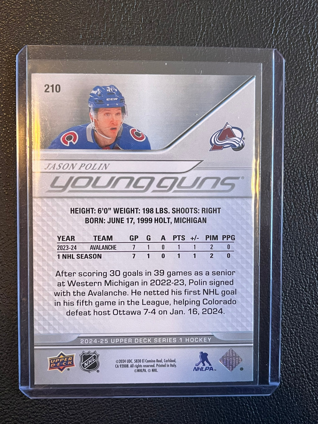 2024 - 2025 Upper Deck Series 1 - #210 Jason Polin Young Guns