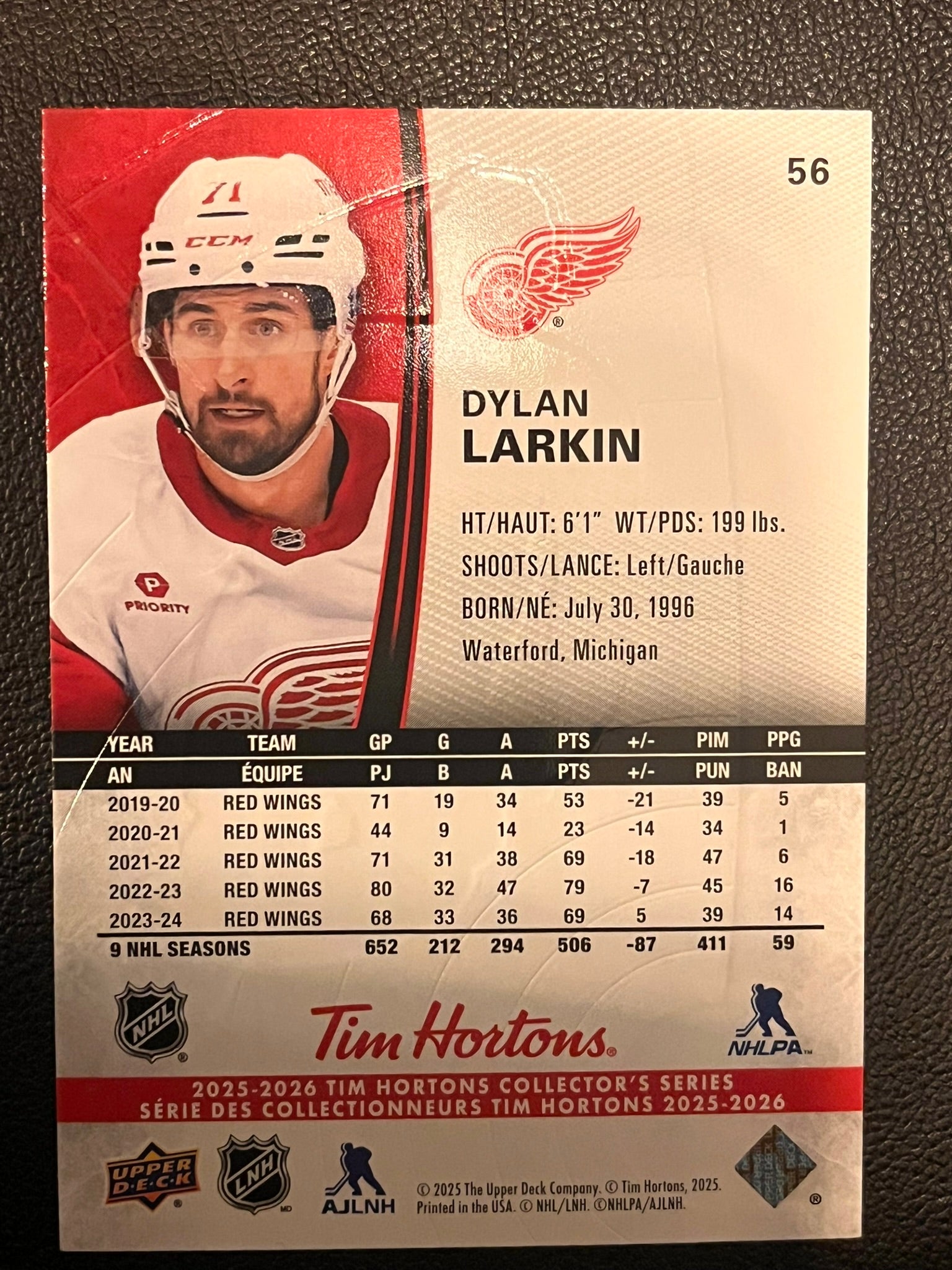 2025 - 2026 Tim Hortons Collector's Series Base #056 - Dylan Larkin