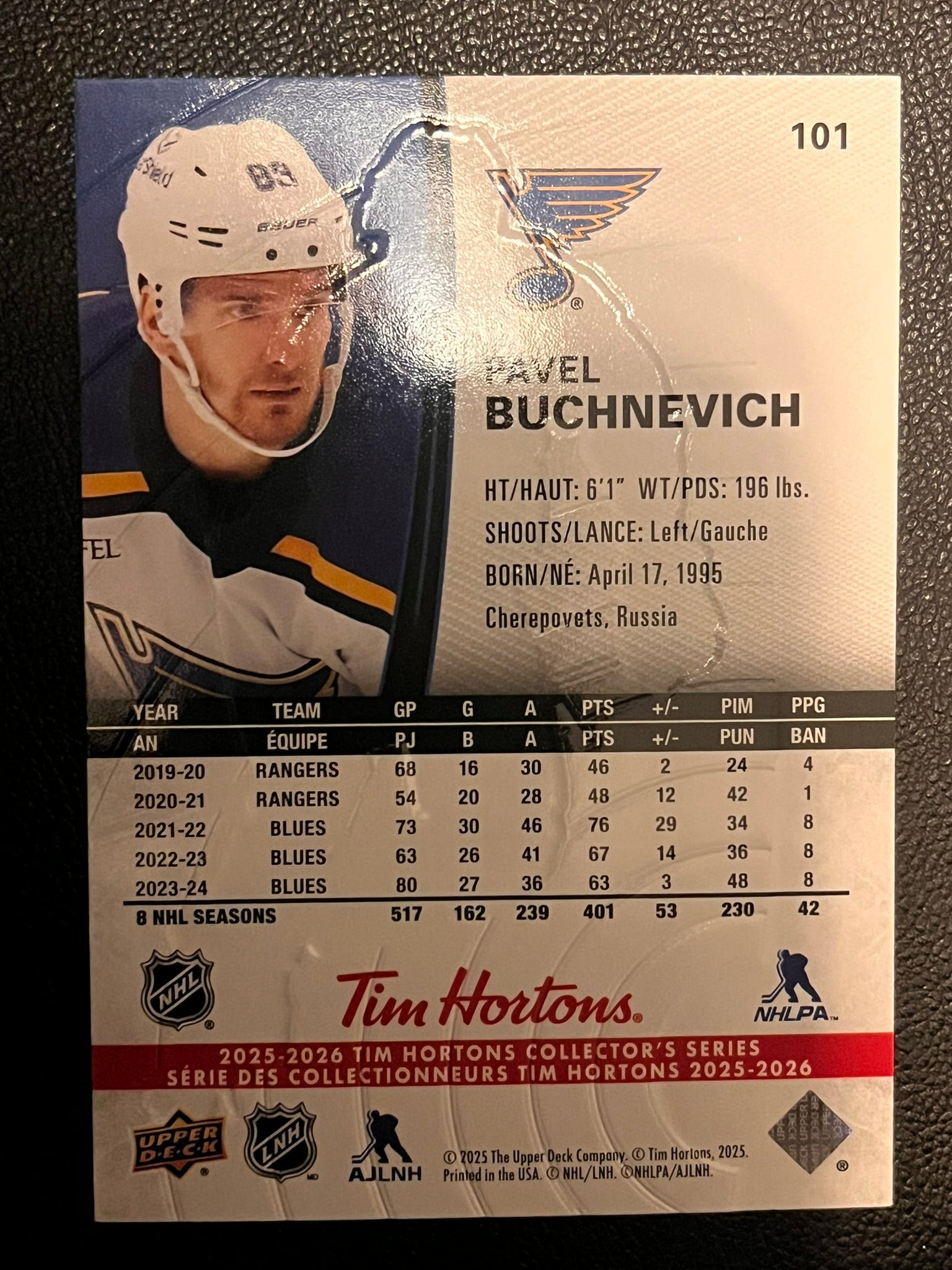 2025 - 2026 Tim Hortons Collector's Series Base #101 - Pavel Buchnevich