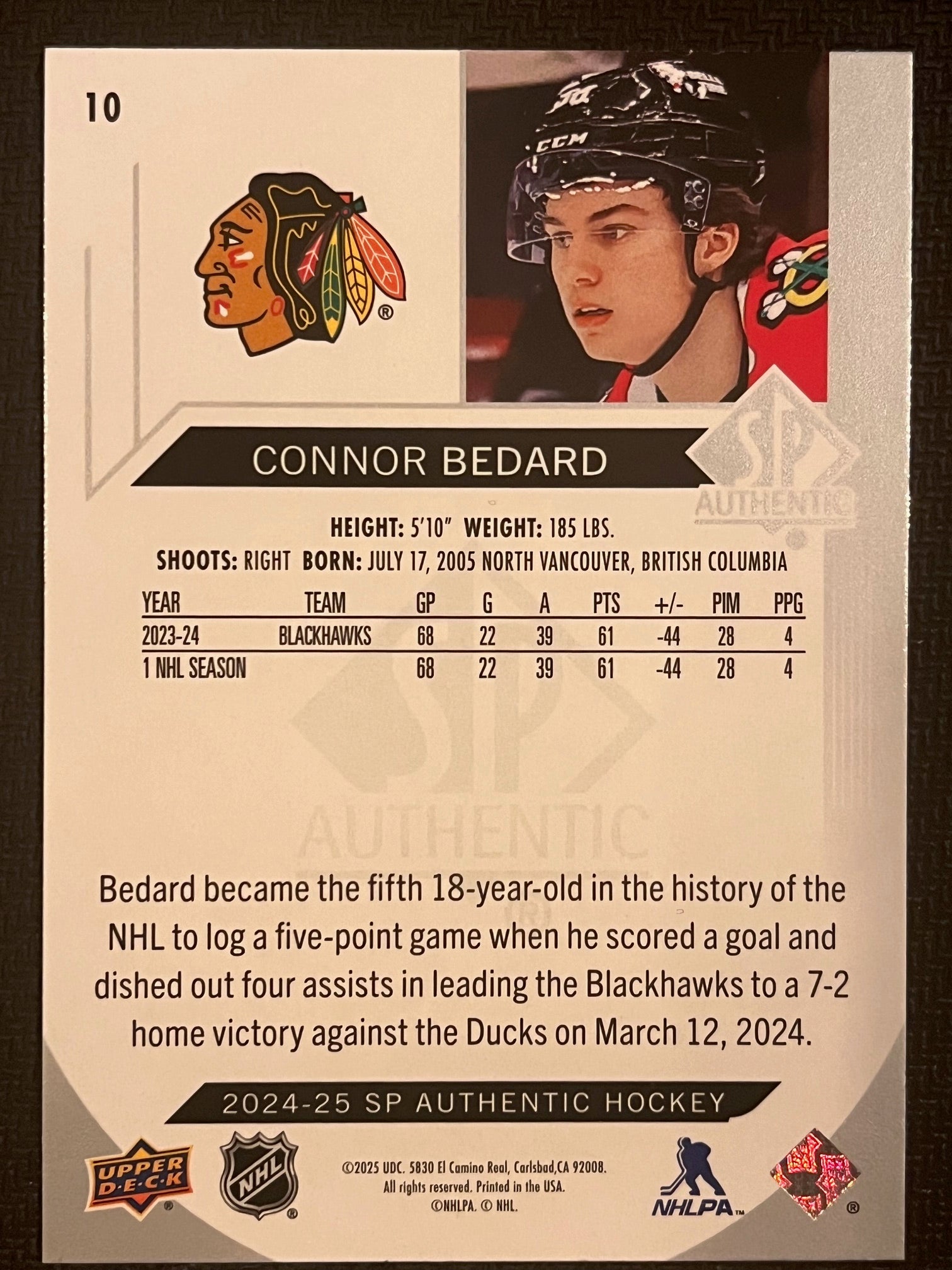 2024 - 2025 SP Authentic Hockey #10 - Conner Bedard