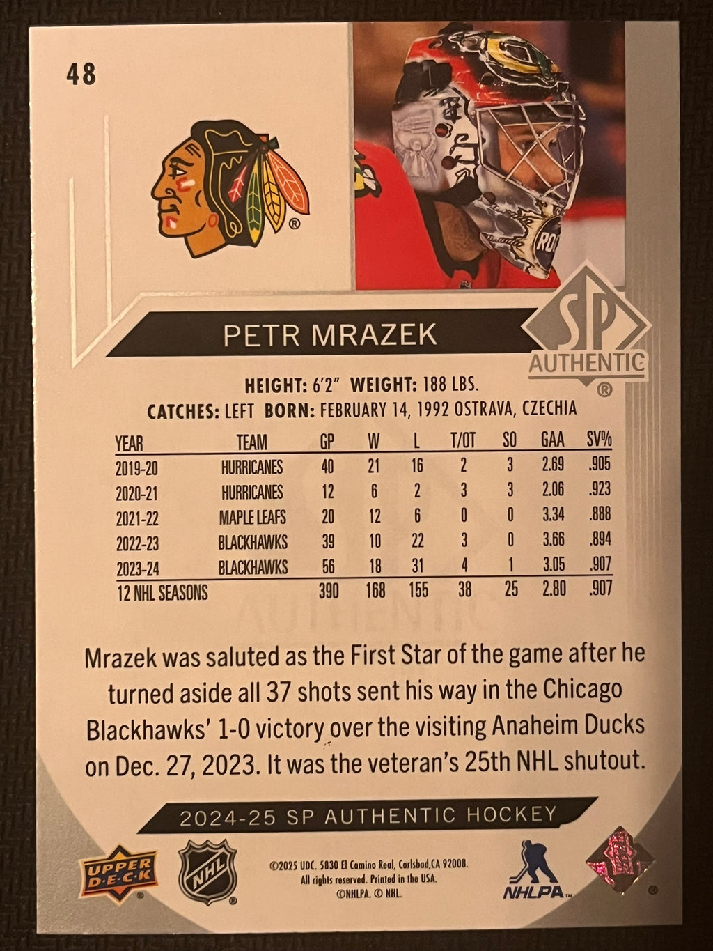 2024 - 2025 SP Authentic Hockey #48 - Petr Mrazek