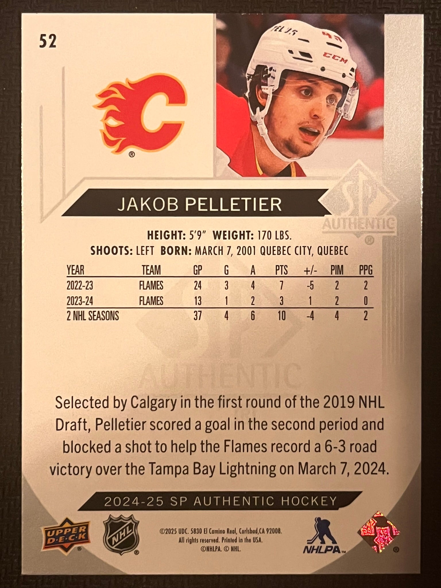 2024 - 2025 SP Authentic Hockey #52 - Jakob Pelletier