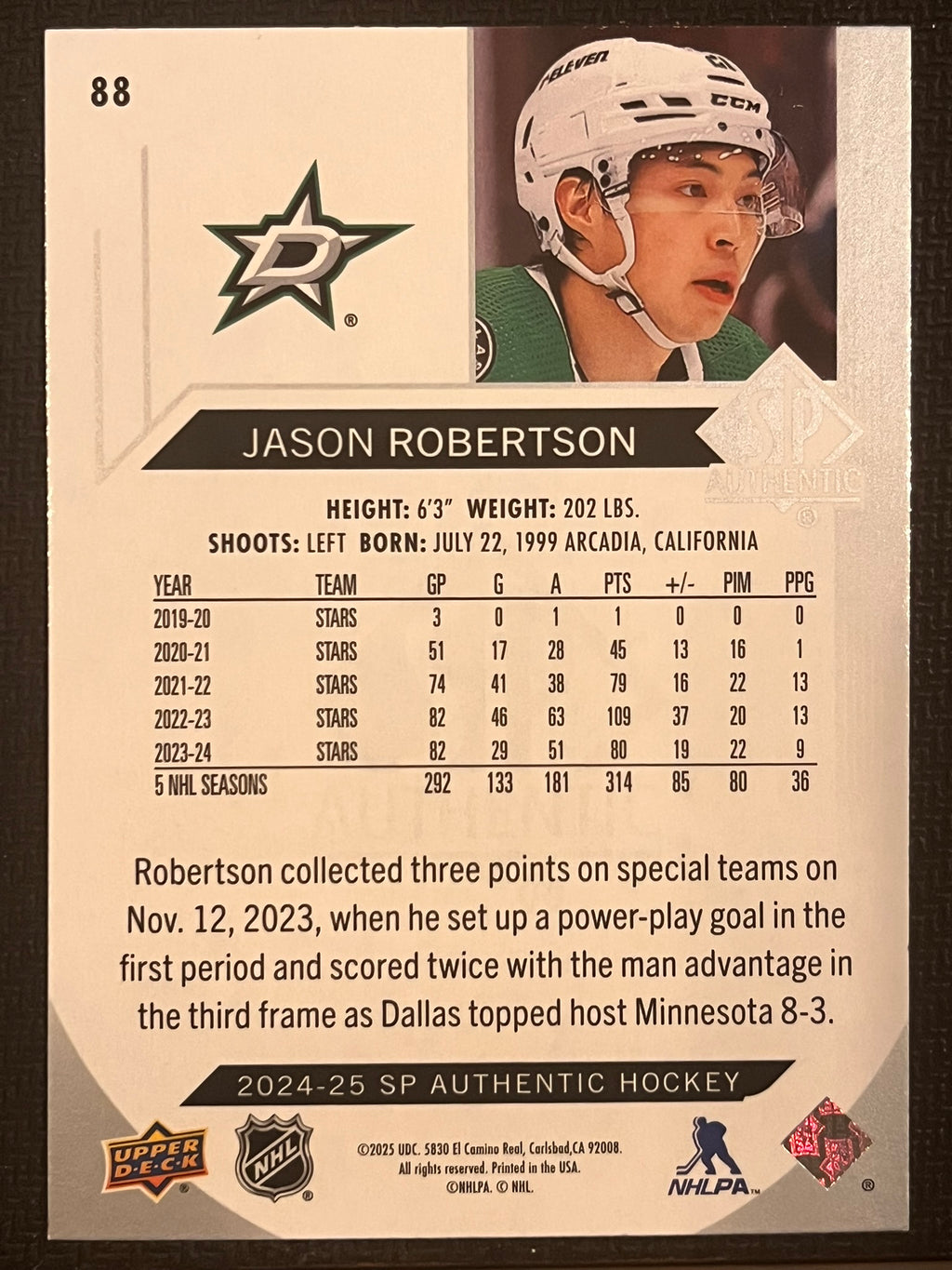 2024 - 2025 SP Authentic Hockey #88 - Jason Robertson