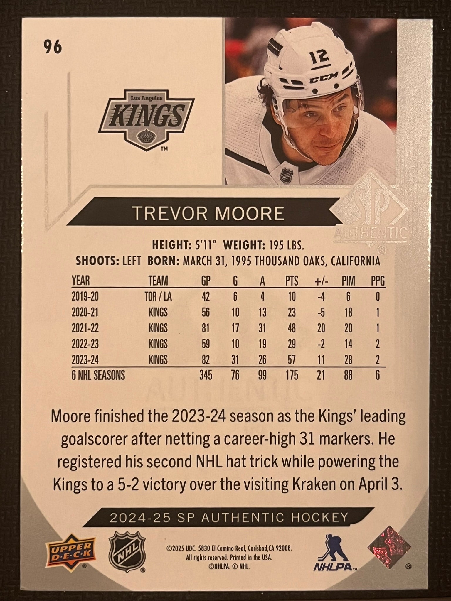 2024 - 2025 SP Authentic Hockey #96 - Trevor Moore
