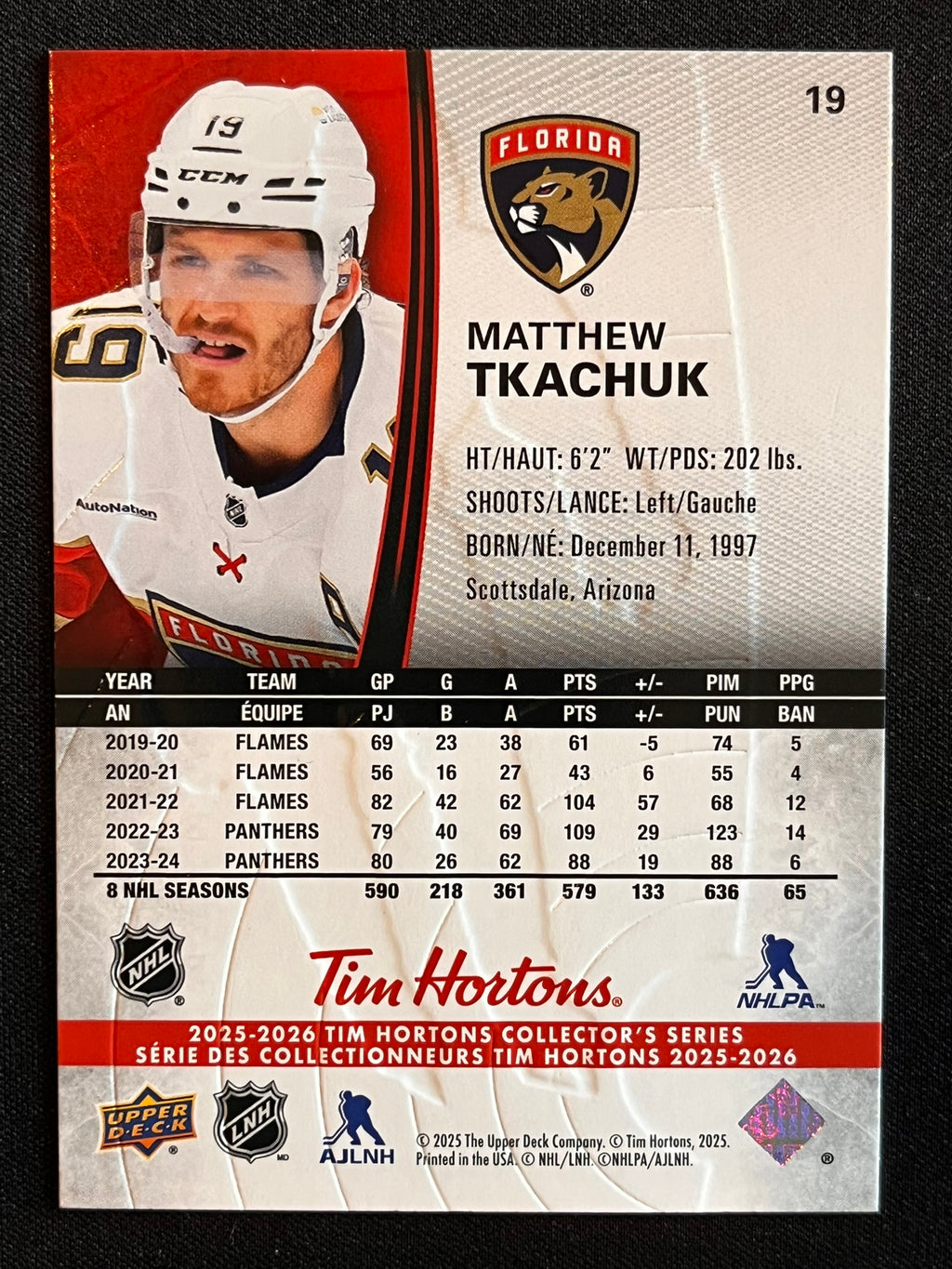 2025 - 2026 Tim Hortons Collector's Series Base #019 - Matthew Tkachuk