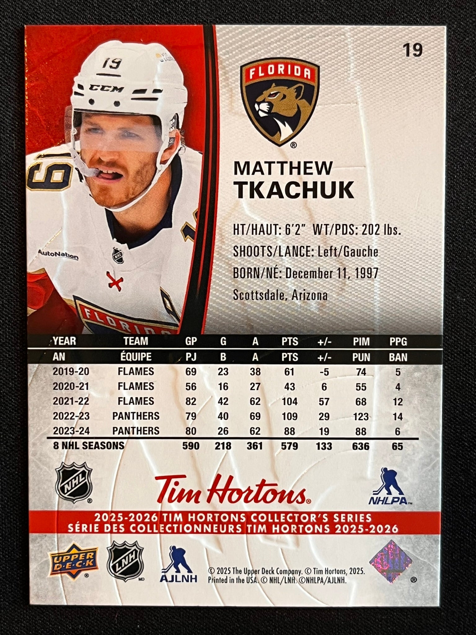 2025 - 2026 Tim Hortons Collector's Series Base #019 - Matthew Tkachuk