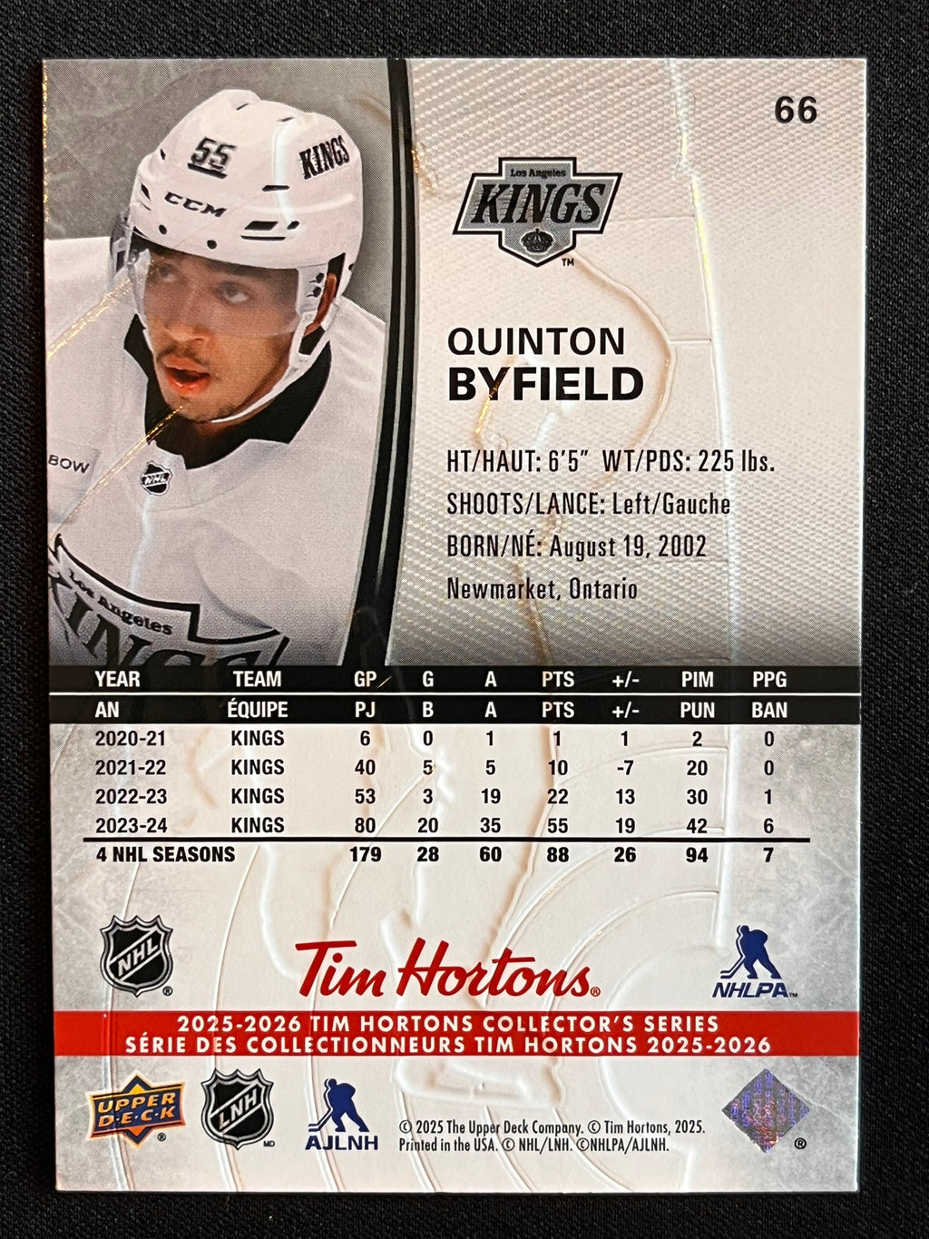2025 - 2026 Tim Hortons Collector's Series Base #066 - Quinton Byfield