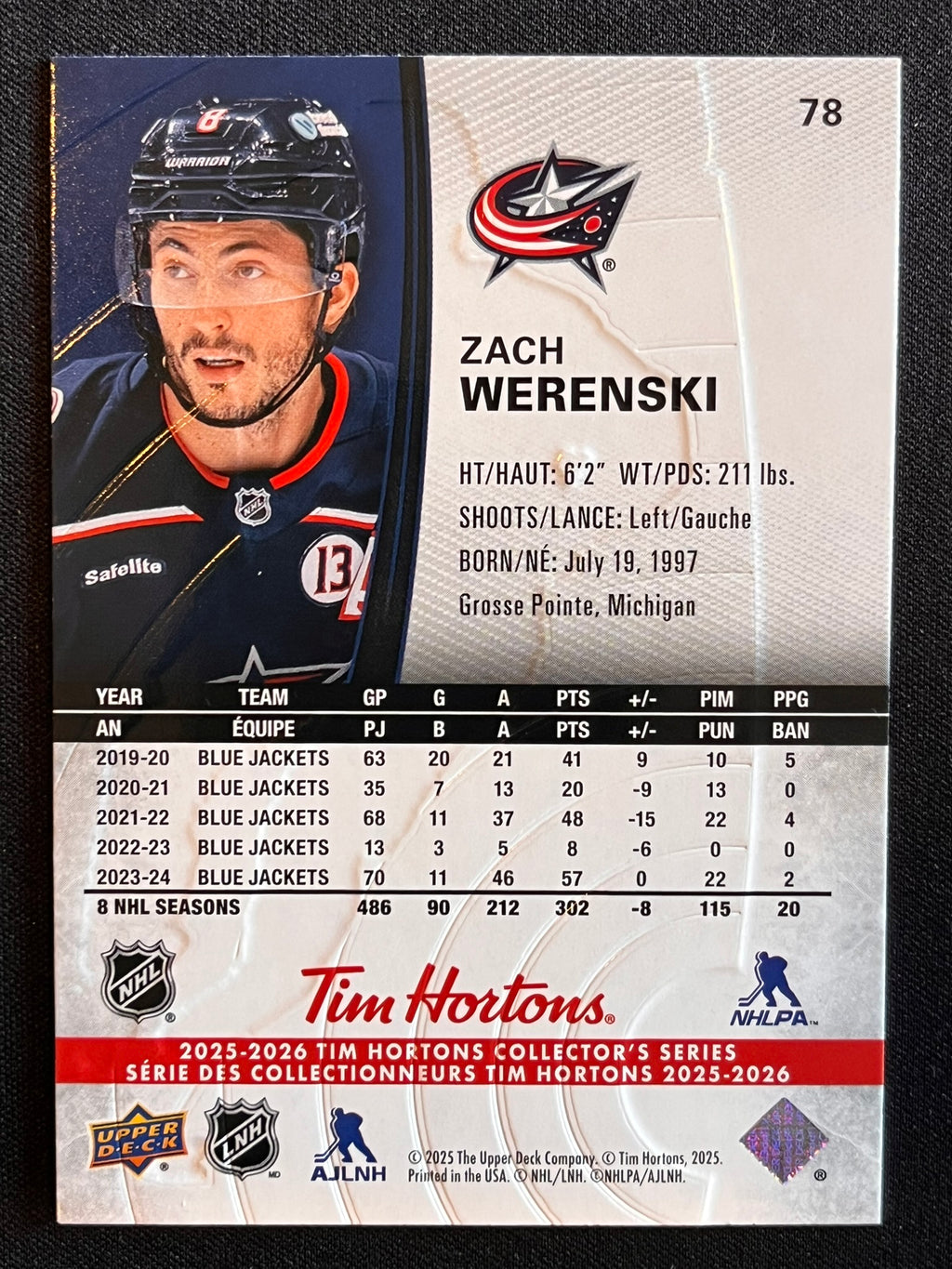 2025 - 2026 Tim Hortons Collector's Series Base #078 - Zach Werenski