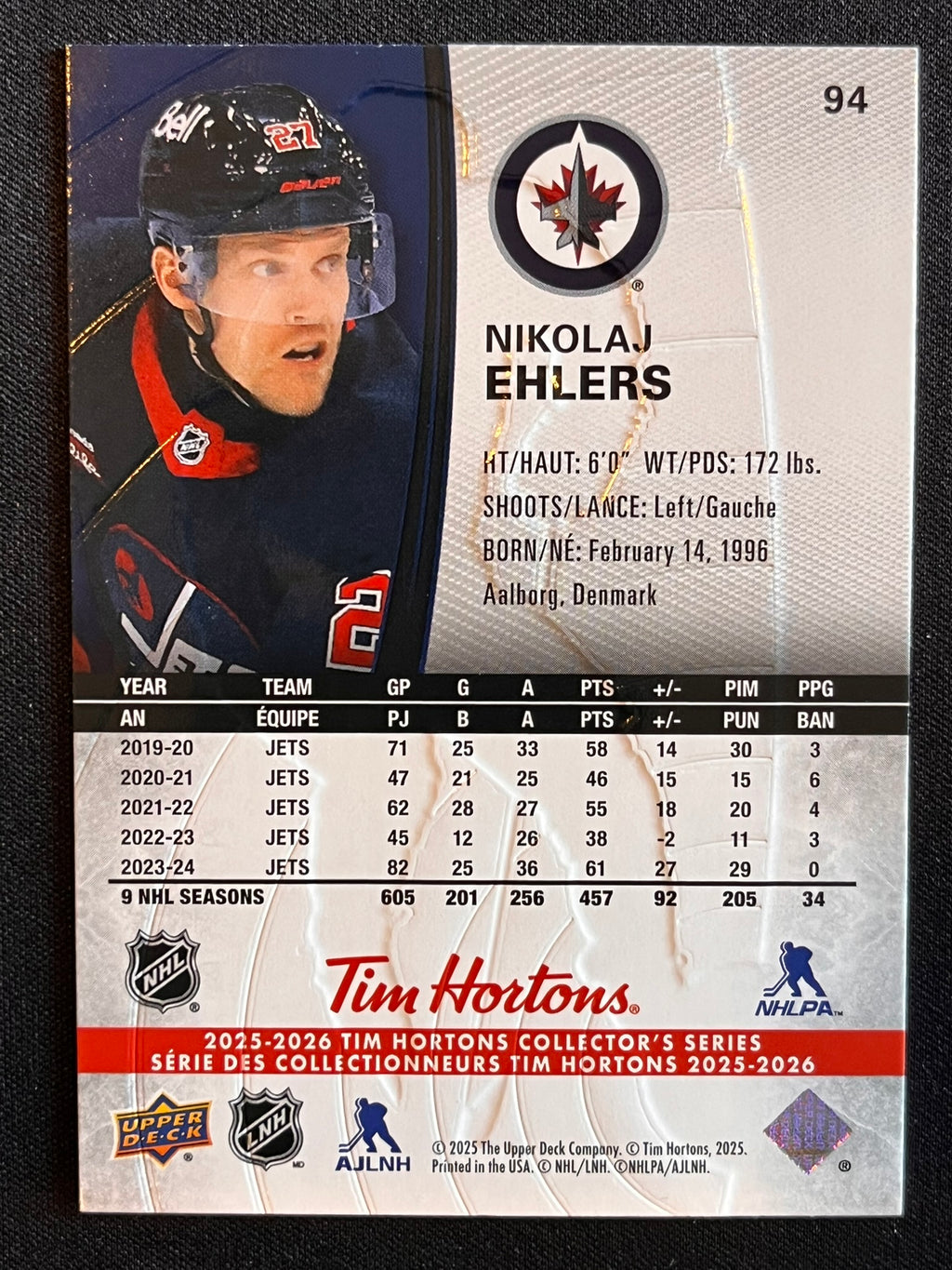 2025 - 2026 Tim Hortons Collector's Series Base #094 - Nikolaj Ehlers
