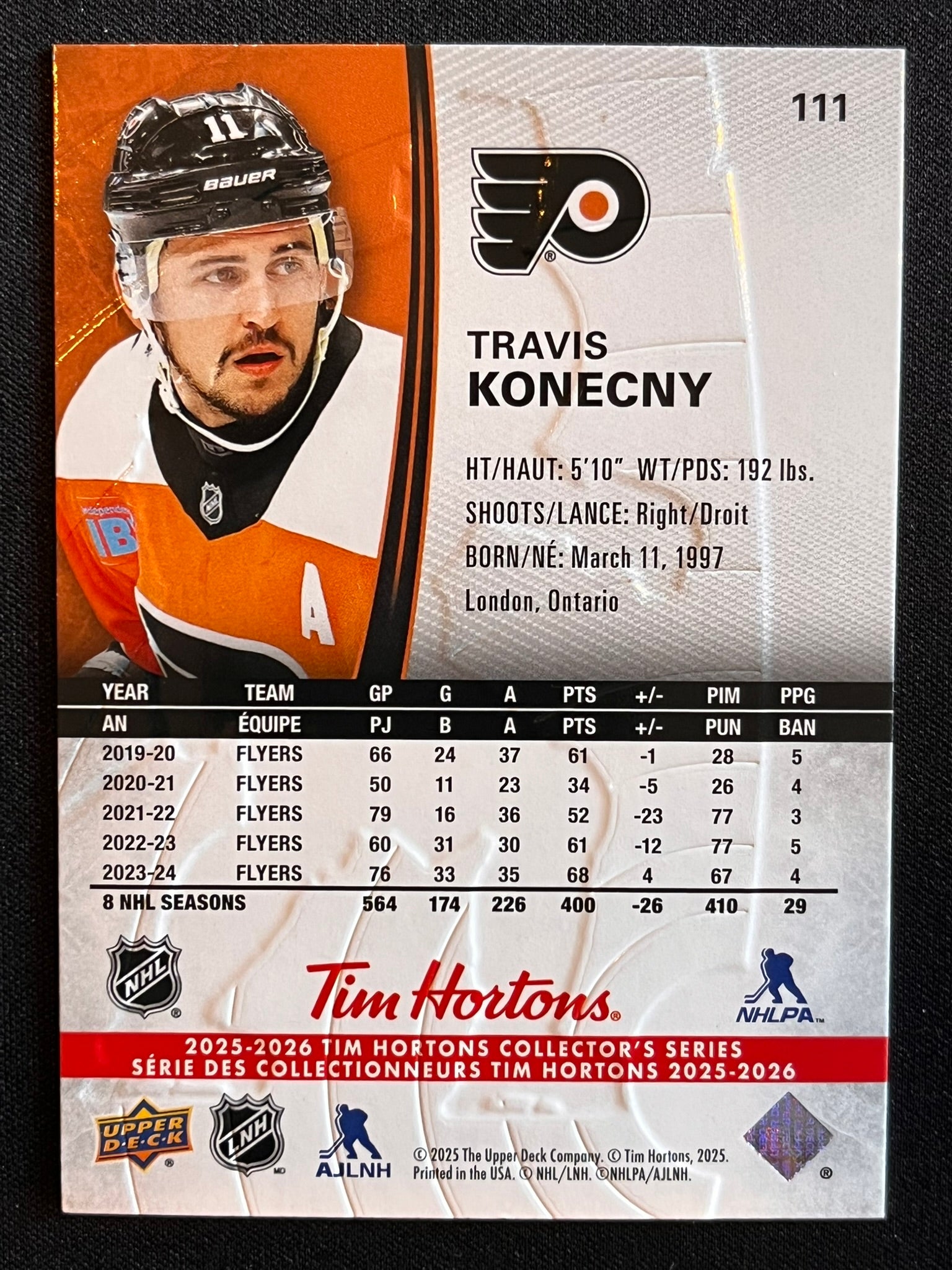 2025 - 2026 Tim Hortons Collector's Series Base #111 - Travis Konecny
