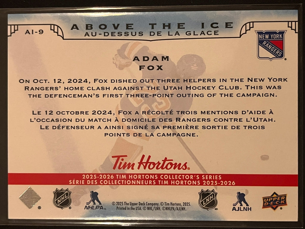 2025 - 2026 Tim Hortons Collector's Series #AI-9 - Adam Fox
