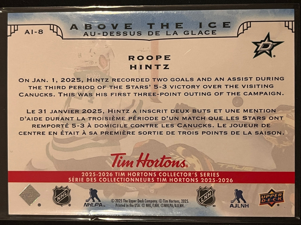 2025 - 2026 Tim Hortons Collector's Series #AI-08 - Roope Hintz