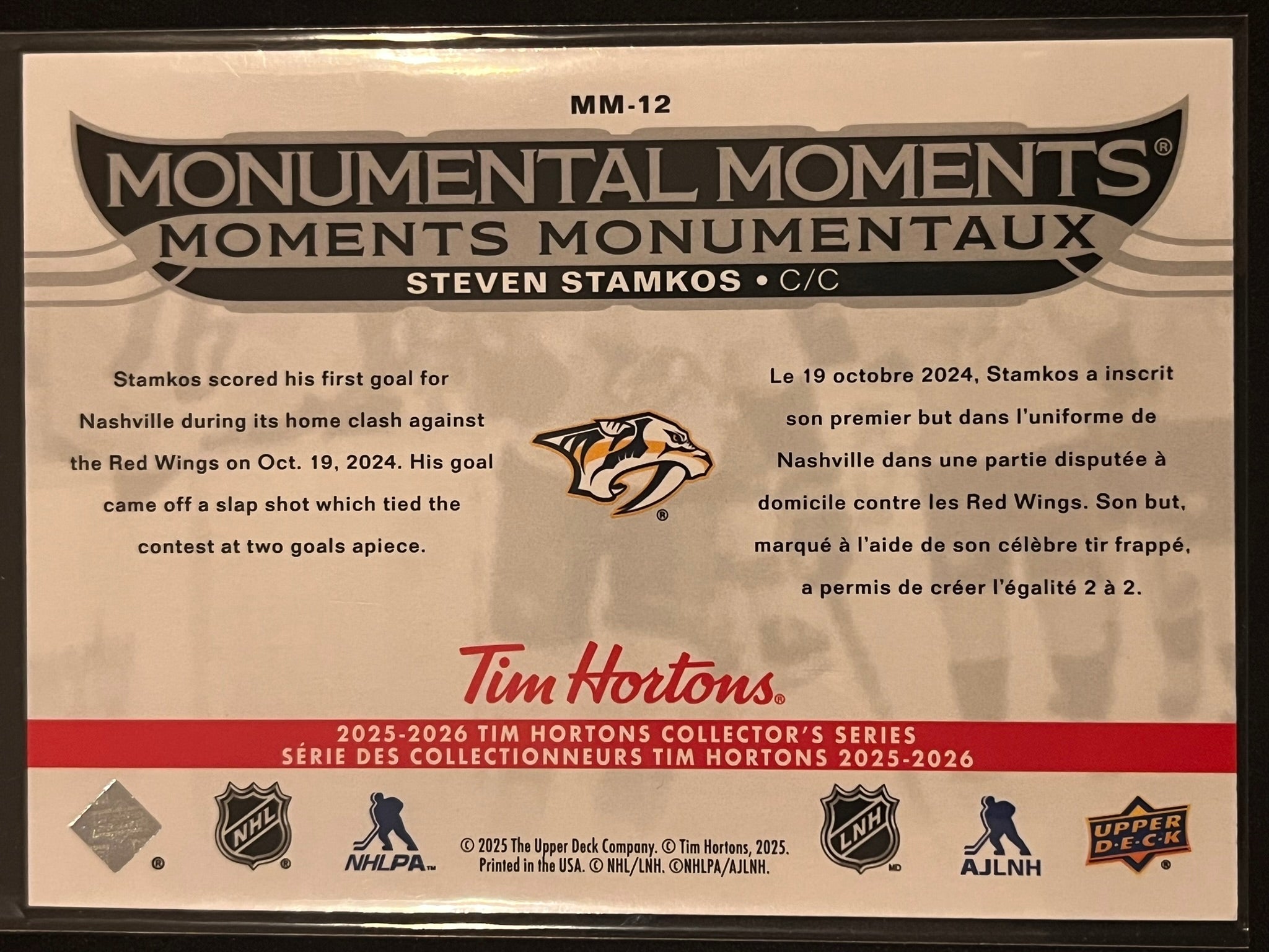 2025 - 2026 Tim Hortons Collector's Series #MM-12 - Steven Stamkos
